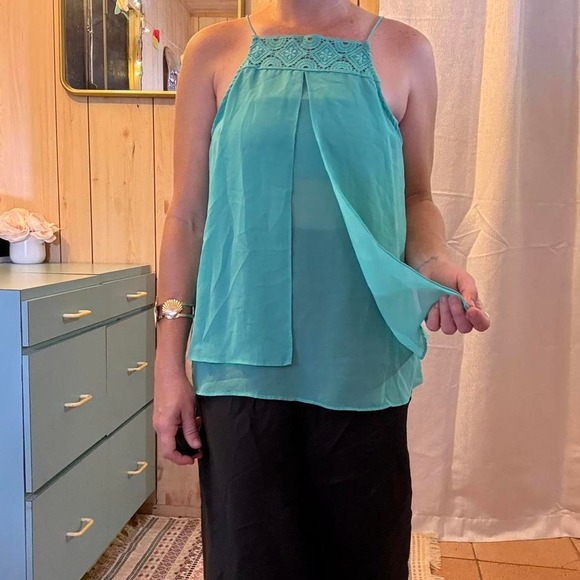 3 FOR $15 DEAL / E&M Turquoise Lace Cami Top Size S - PVBUNDLE - Picture 4 of 8